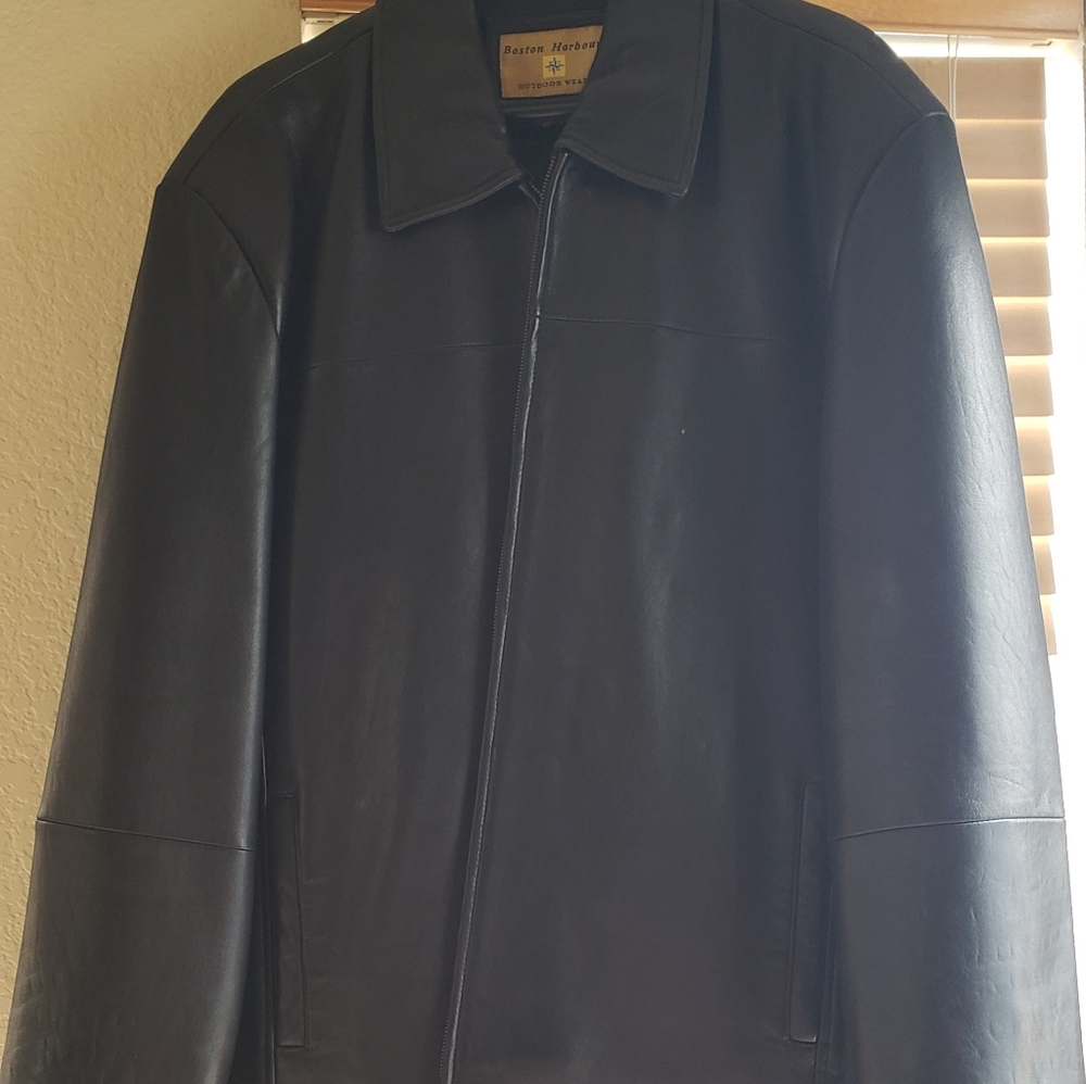 Men's BOSTON HARBOUR black leather jacket